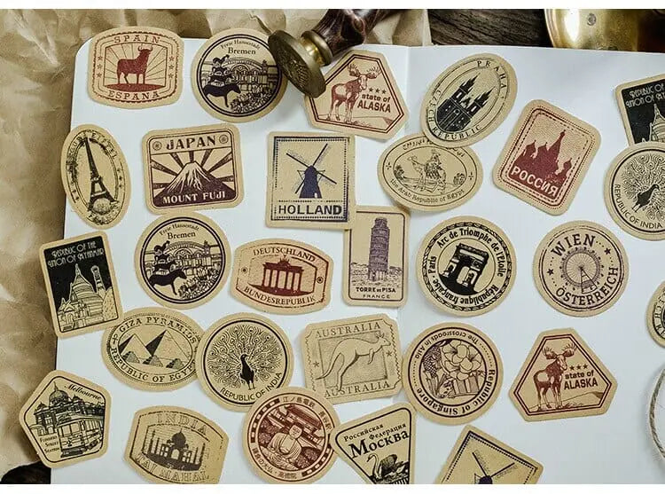 Autocollants Valise Vintage Voyage Paisible