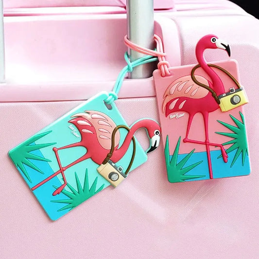 Étiquette Bagage Flamant rose Voyage Paisible