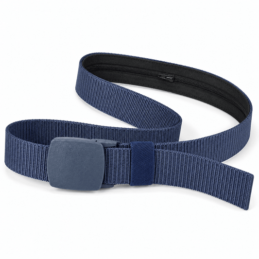 Ceinture cache-billets voyage bleu