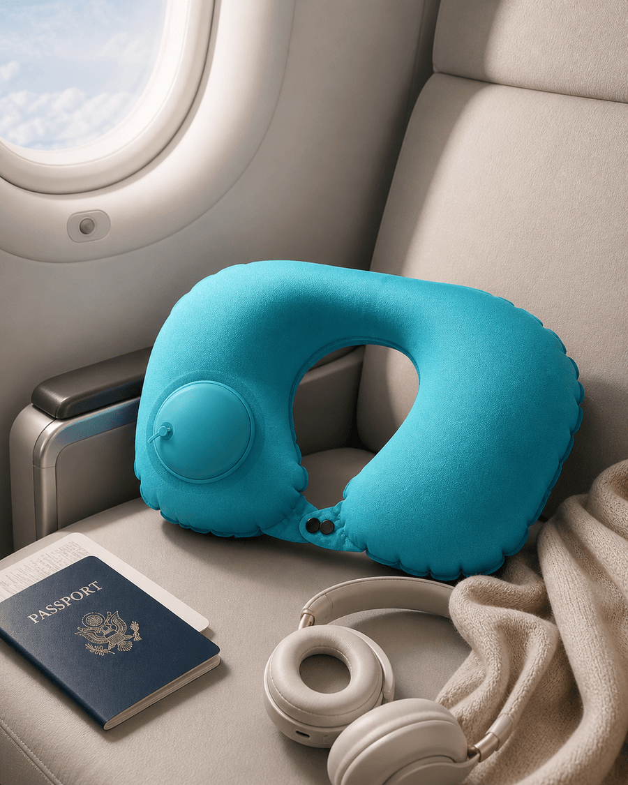 Coussin cervical gonflable voyage mise en situation 2