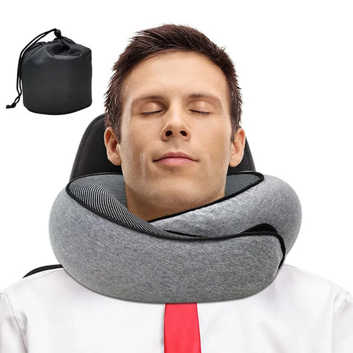 Coussin de voyage à mémoire de forme – maintien cervical ajustable