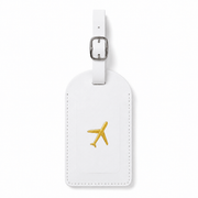 Etiquette bagage cuir blanc