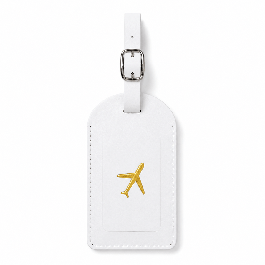 Etiquette bagage cuir blanc