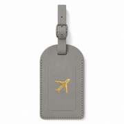 Etiquette bagage cuir gris