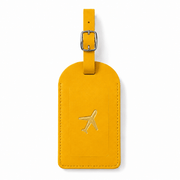 Etiquette bagage cuir jaune