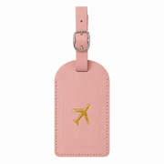 Etiquette bagage cuir rose