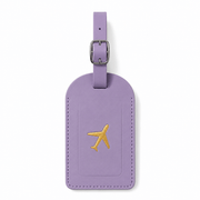 Etiquette bagage cuir violet