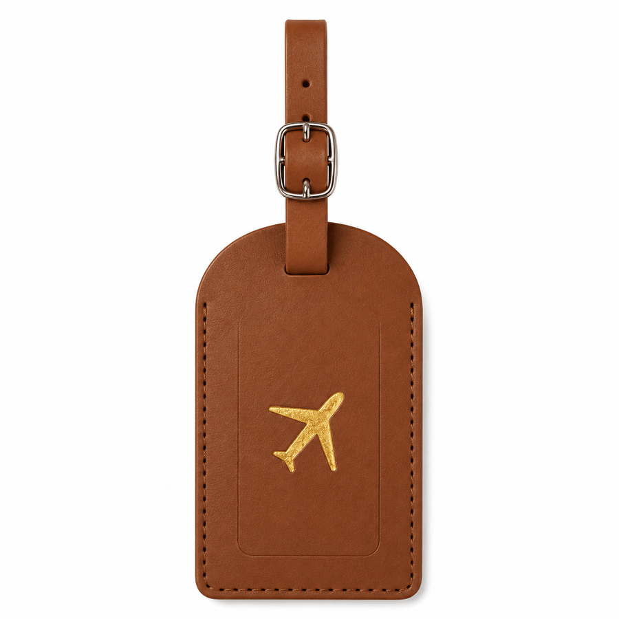 Etiquette bagage marron