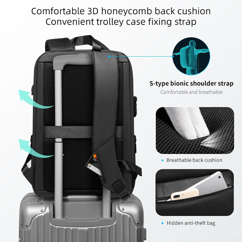 Fenruien Brand Laptop Backpack Anti-theft Waterproof School Backpacks USB Charging Men Business Travel Bag Backpack New Design Boutique Voyage