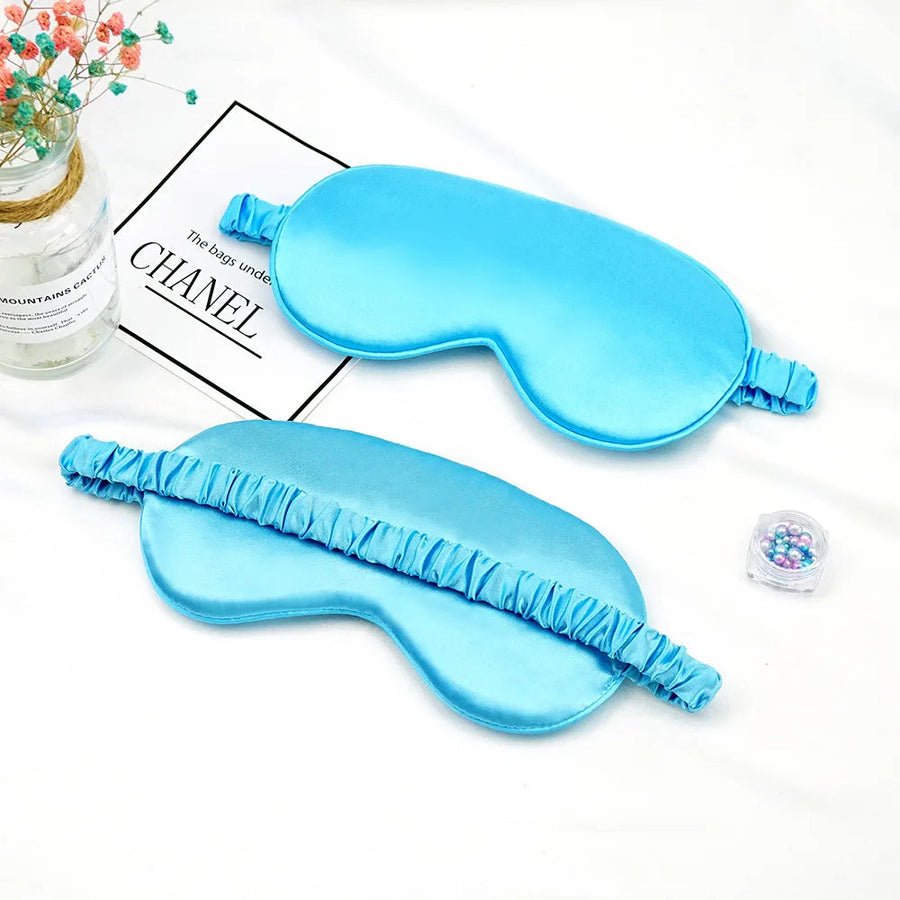 Masque de sommeil imitation soie bleu clair