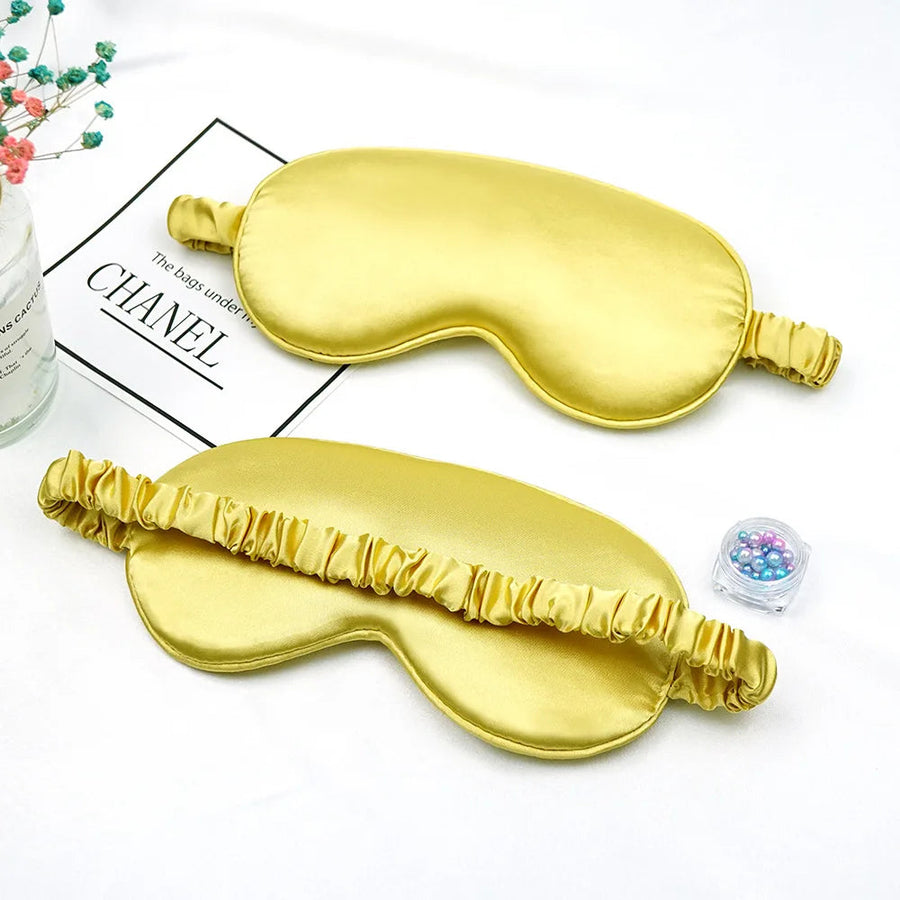 Masque de sommeil imitation soie jaune