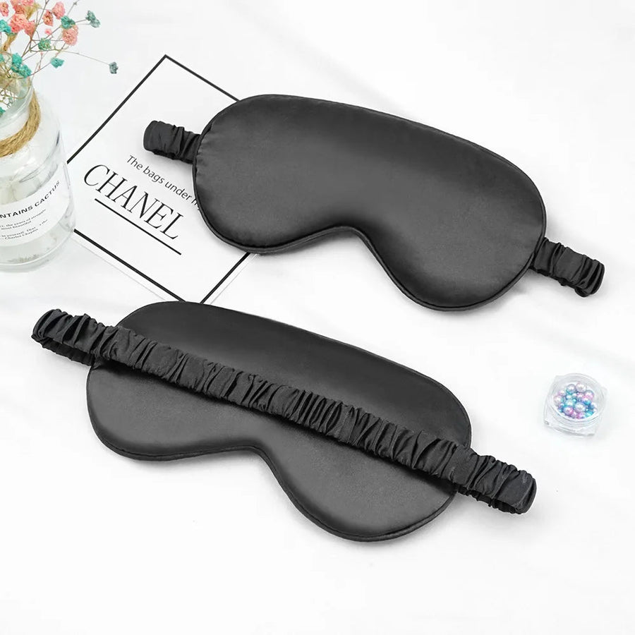 Masque de sommeil imitation soie noir
