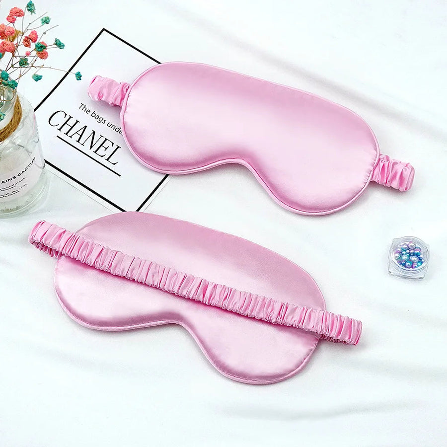 Masque de sommeil imitation soie rose
