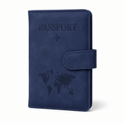 Porte-passeport cuir PU avec porte-cartes bleu marine