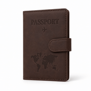 Porte-passeport cuir PU avec porte-cartes marron