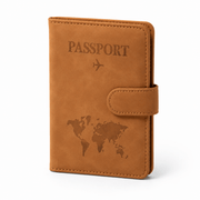 Porte-passeport cuir PU avec porte-cartes marron clair