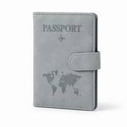 Porte-passeport cuir PU avec porte-cartes marron gris