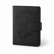 Porte-passeport cuir PU avec porte-cartes noir