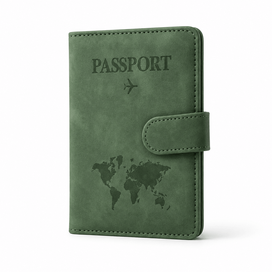 Porte-passeport cuir PU avec porte-cartes vert