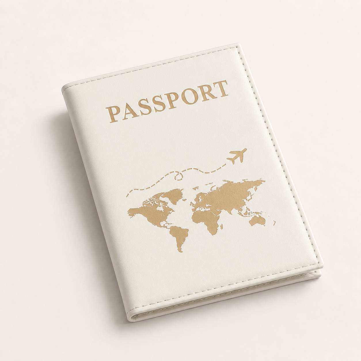 Porte-passeport motif carte du monde blanc