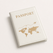 Porte-passeport motif carte du monde blanc
