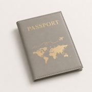 Porte-passeport motif carte du monde gris