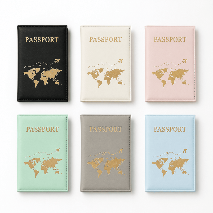 Porte-passeport motif carte du monde mise en forme