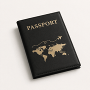 Porte-passeport motif carte du monde noir