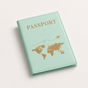 Porte-passeport motif carte du monde vert