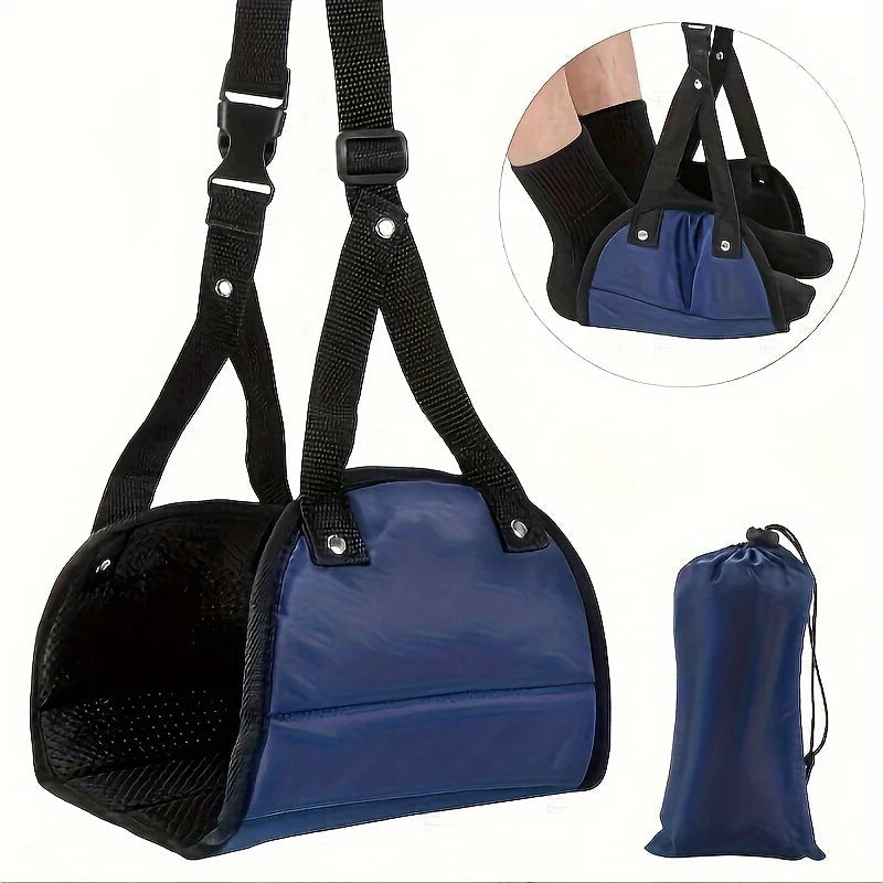 Repose-pieds hamac voyage ajustable bleu