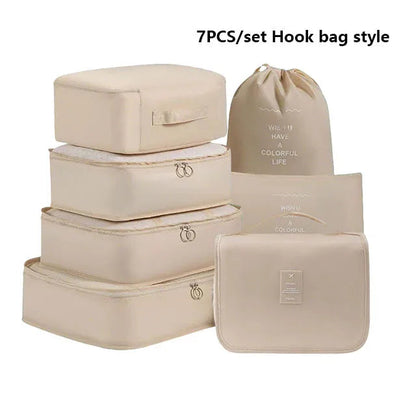 7pcs Set Foldable Clothes Sorting Organizer Bag Portable Luggage Travel Storage Bags,Travel Clothing Organizer,Packing Cubes Boutique Voyage