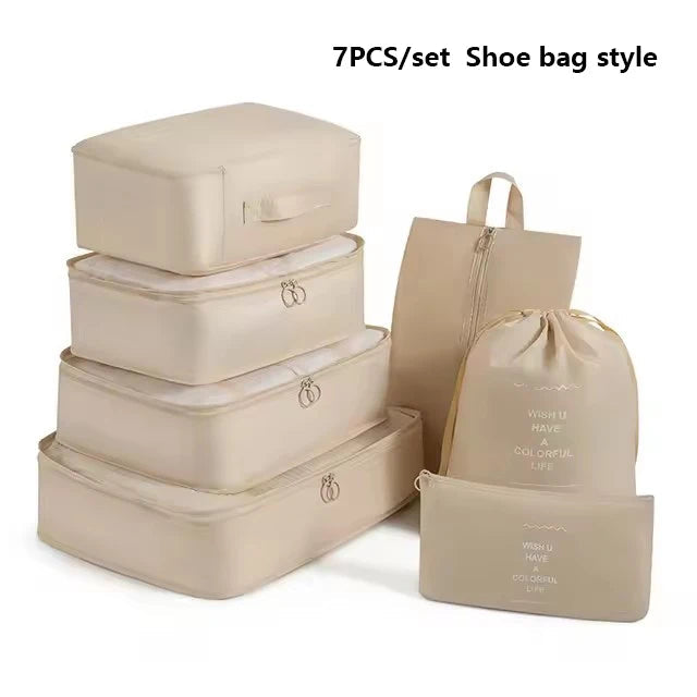 7pcs Set Foldable Clothes Sorting Organizer Bag Portable Luggage Travel Storage Bags,Travel Clothing Organizer,Packing Cubes Boutique Voyage