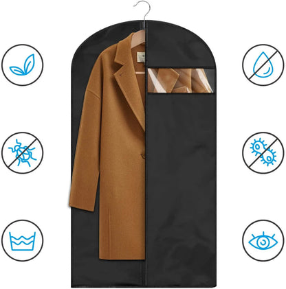 Thick Garment Suit Hanger Cover Bag with Zipper, Closet Storage Dust Coat Cover for Hanging Clothes, Breathable Dress Gown Bag Boutique Voyage