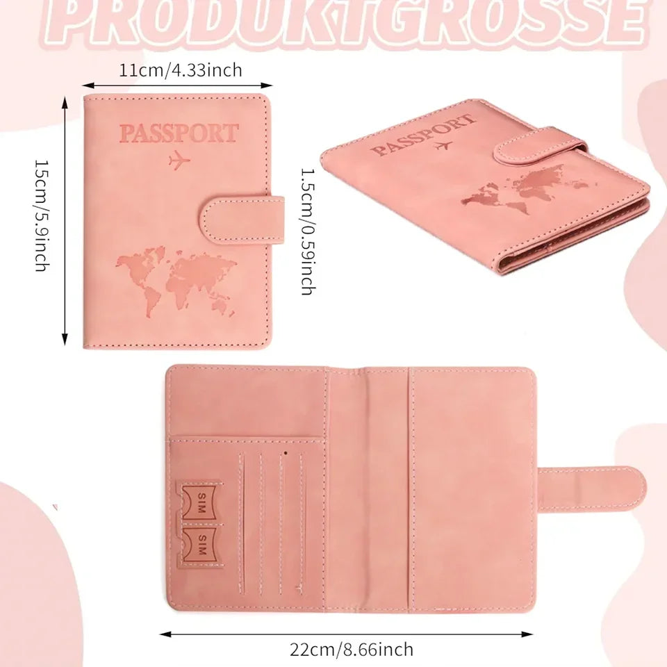 Travel Passport Cover Holder Case PU Leather Men Women Ticket Wallet Protective with Credit Card Holder Protector Cover Case Boutique Voyage