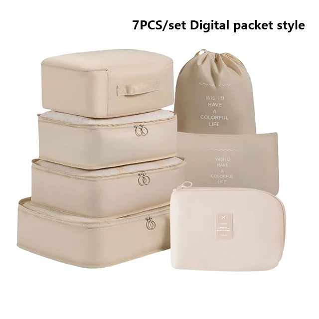 7pcs Set Foldable Clothes Sorting Organizer Bag Portable Luggage Travel Storage Bags,Travel Clothing Organizer,Packing Cubes Boutique Voyage