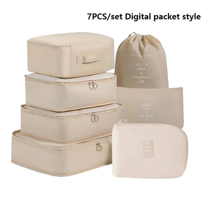 7pcs Set Foldable Clothes Sorting Organizer Bag Portable Luggage Travel Storage Bags,Travel Clothing Organizer,Packing Cubes Boutique Voyage