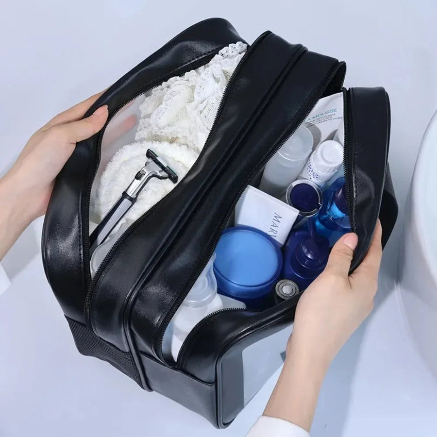 Dry-wet separation double transparent PU makeup bag portable washing bag cosmetic storage bag travel fitness swimming essentials Boutique Voyage