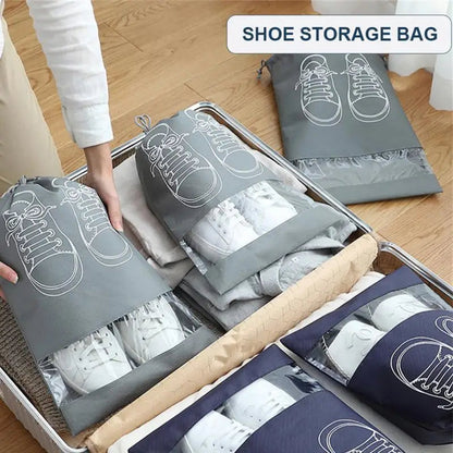 5/10pcs Shoes Storage Bag Closet Organizer Non Woven Travel Portable Bag Waterproof Pocket Clothing Classified Draw Hanging Bag Boutique Voyage