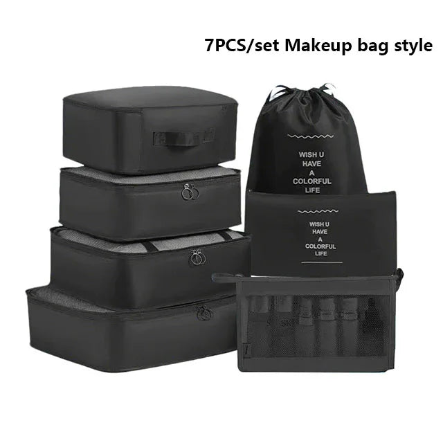 7pcs Set Foldable Clothes Sorting Organizer Bag Portable Luggage Travel Storage Bags,Travel Clothing Organizer,Packing Cubes Boutique Voyage