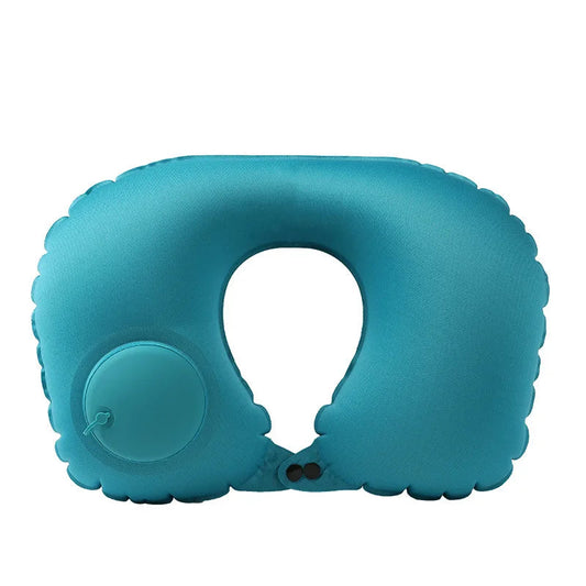 Portable Push-Inflatable U-Shaped Neck Pillow: Outdoor Travel Neck Support Pillow With 360° Free Rotation Contours To Neck Curve Boutique Voyage