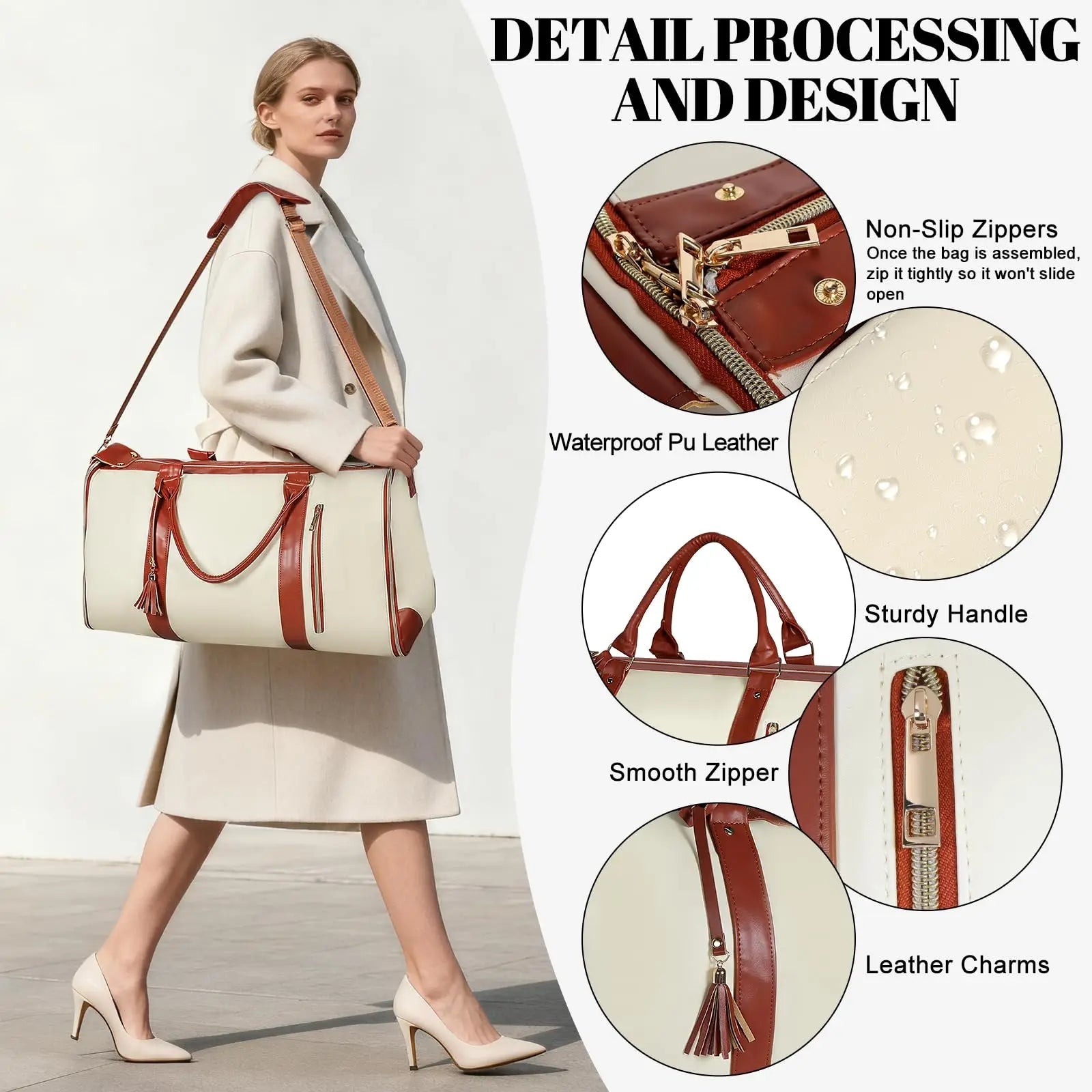 Geestock Convertible Garment Bag 2in1 Carry On Travel Duffle Bag Women Foldable Hanging Suit Travel Bags Waterproof Weekender Ba Boutique Voyage