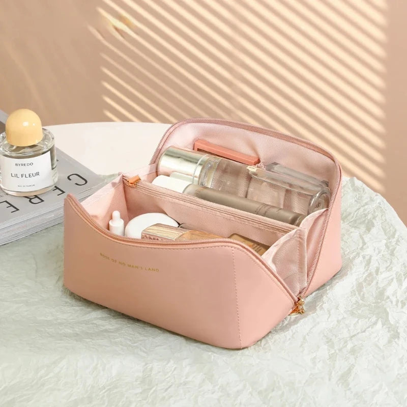 Large Capacity Cosmetic Bag Cosmetic Storage Bag PU Leather Portable Travel Toiletry Bag Women Cosmetic Bag Toiletries Organizer Boutique Voyage