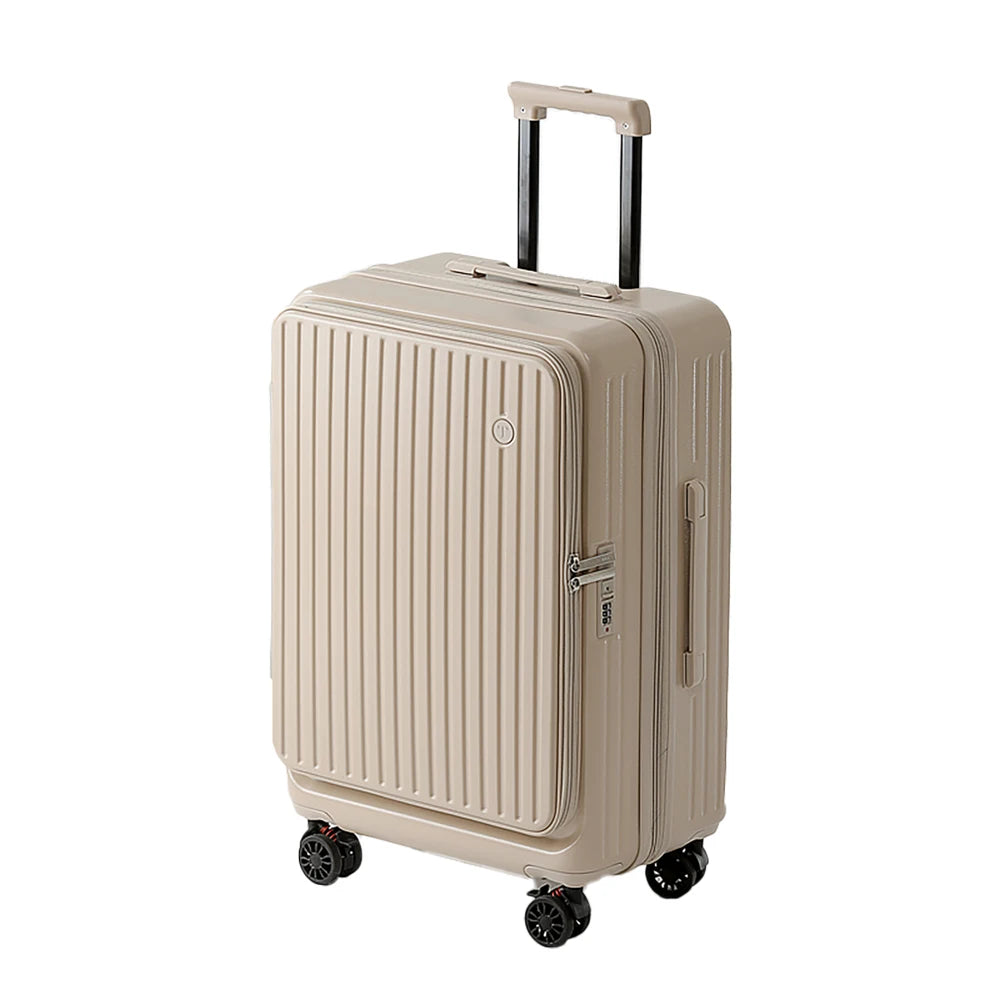 Multifunctional Front Opening Expandable Suitcase with Cup Holder Large Capacity Luggage 360° Shock Absorbing Wheels 20' 24' 28' Boutique Voyage