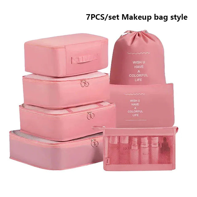 7pcs Set Foldable Clothes Sorting Organizer Bag Portable Luggage Travel Storage Bags,Travel Clothing Organizer,Packing Cubes Boutique Voyage