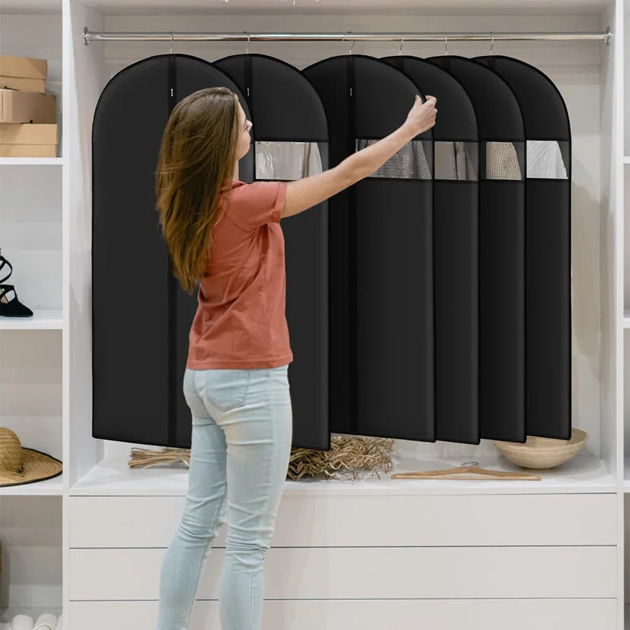 Thick Garment Suit Hanger Cover Bag with Zipper, Closet Storage Dust Coat Cover for Hanging Clothes, Breathable Dress Gown Bag Boutique Voyage