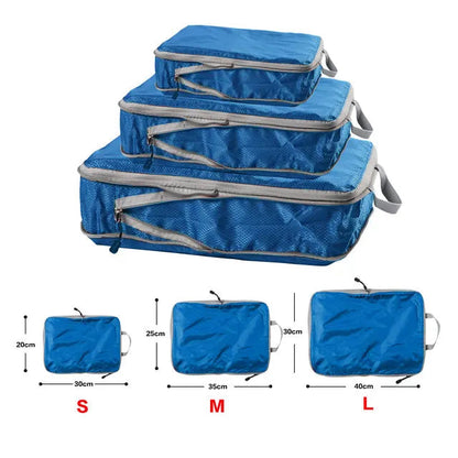 Foldable Compressible Packing Cubes, Waterproof Travel Storage Bag, Nylon Suitcase, Portable with Handbag, Luggage Organizer Boutique Voyage