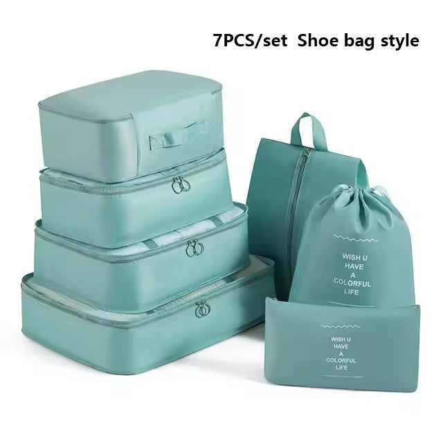 7pcs Set Foldable Clothes Sorting Organizer Bag Portable Luggage Travel Storage Bags,Travel Clothing Organizer,Packing Cubes Boutique Voyage