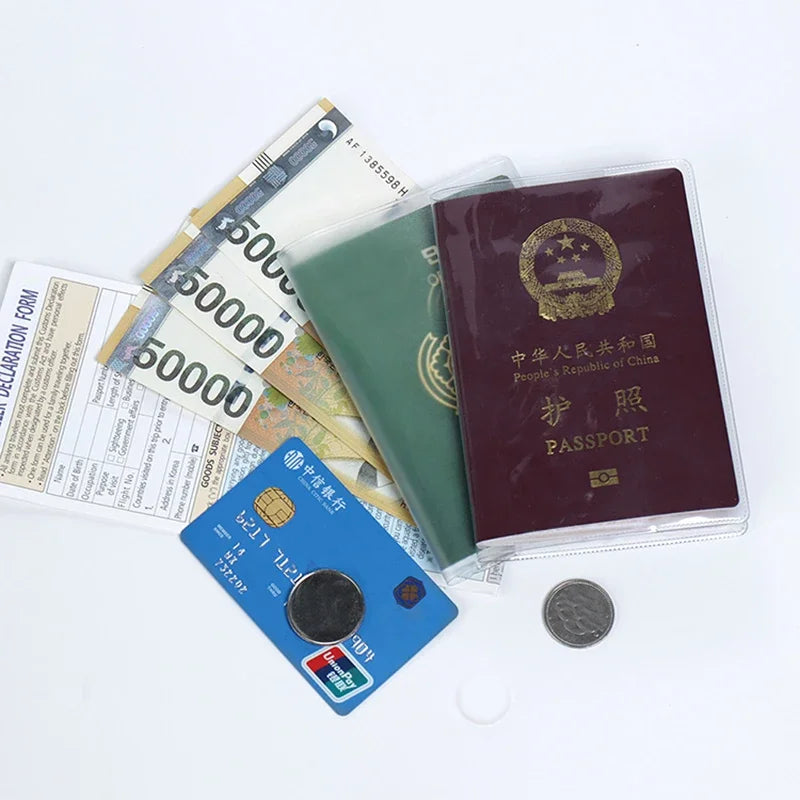 1-3PCS Passport Protective Cover Transparent Frosted, PVC Material Waterproof Document Case Boutique Voyage