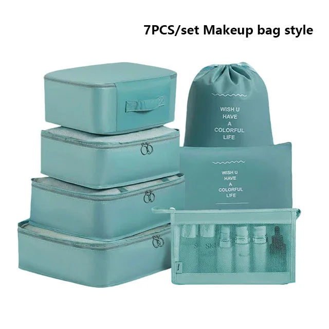 7pcs Set Foldable Clothes Sorting Organizer Bag Portable Luggage Travel Storage Bags,Travel Clothing Organizer,Packing Cubes Boutique Voyage