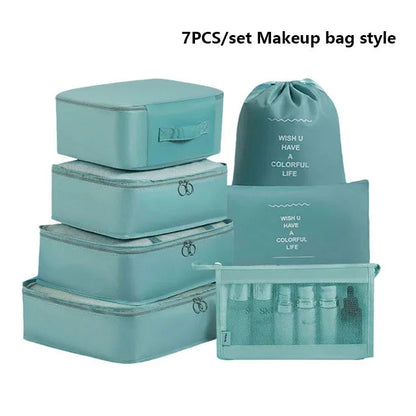 7pcs Set Foldable Clothes Sorting Organizer Bag Portable Luggage Travel Storage Bags,Travel Clothing Organizer,Packing Cubes Boutique Voyage